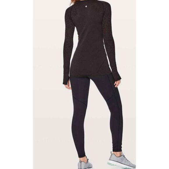 LULULEMON ATHLETICA Swiftly Tech Long Sleeve Crew In Black Cherry/Black Size 10 - Picture 2 of 9